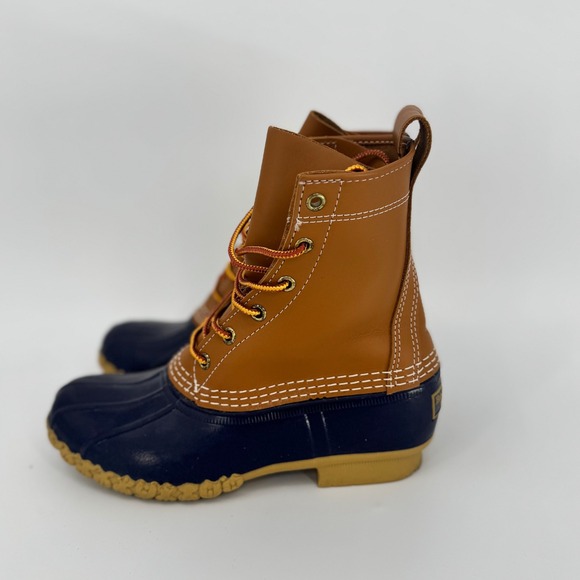 LL Bean 8" Bean Boots Tan Navy Waterproof Women's Size 6 Medium Width - Picture 3 of 11